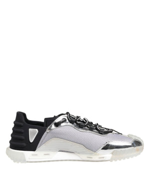 Silber Schwarz Nylon NS1 Low Top Turnschuhe Schuhe