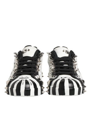 Schwarz Weiß Nieten Low Top Sneakers Schuhe