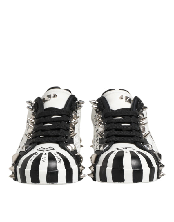 Schwarz Weiß Nieten Low Top Sneakers Schuhe