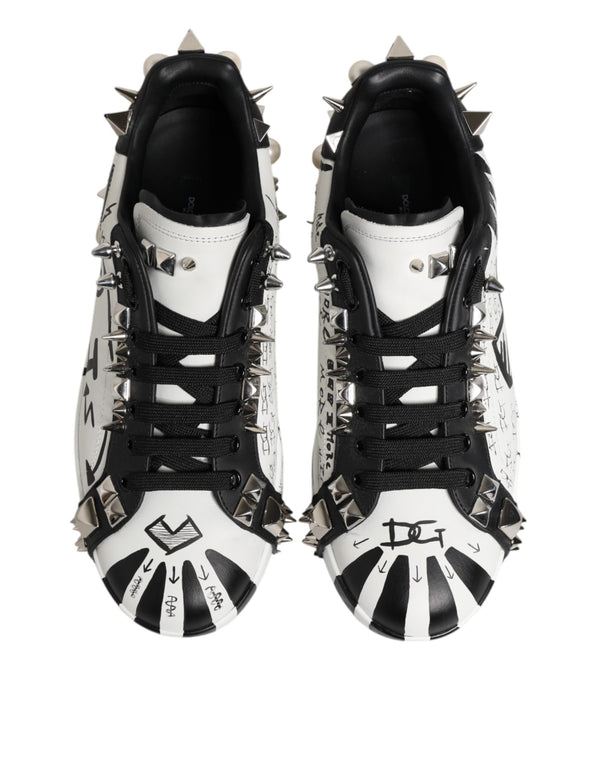 Schwarz Weiß Nieten Low Top Sneakers Schuhe