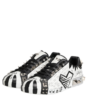 Schwarz Weiß Nieten Low Top Sneakers Schuhe