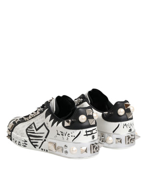 Schwarz Weiß Nieten Low Top Sneakers Schuhe