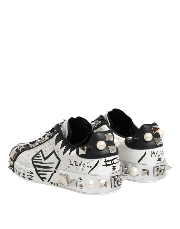 Schwarz Weiß Nieten Low Top Sneakers Schuhe