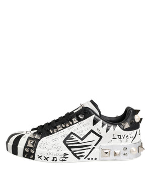 Schwarz Weiß Nieten Low Top Sneakers Schuhe