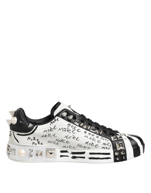 Schwarz Weiß Nieten Low Top Sneakers Schuhe