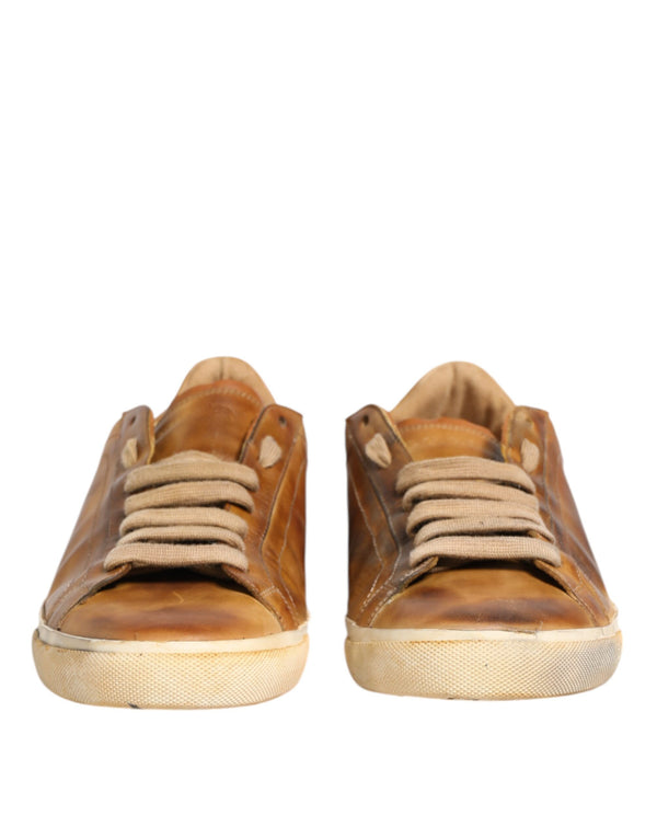 Braun Leder Low Top Männer Turnschuhe Schuhe