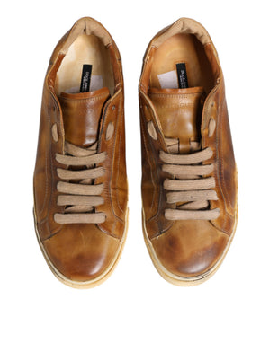 Braun Leder Low Top Männer Turnschuhe Schuhe