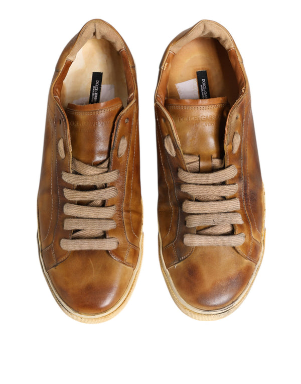 Braun Leder Low Top Männer Turnschuhe Schuhe