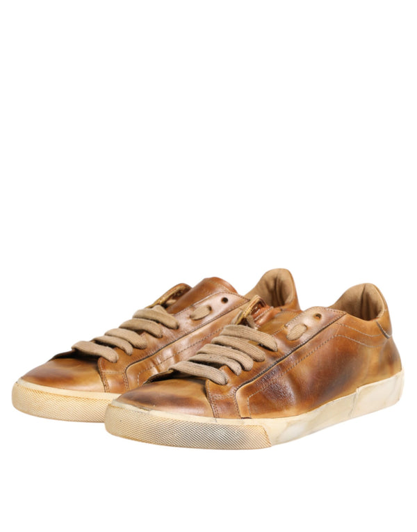 Braun Leder Low Top Männer Turnschuhe Schuhe