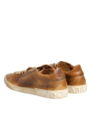 Braun Leder Low Top Männer Turnschuhe Schuhe