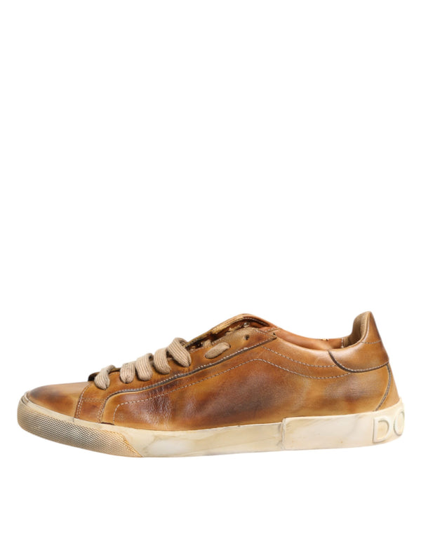 Braun Leder Low Top Männer Turnschuhe Schuhe