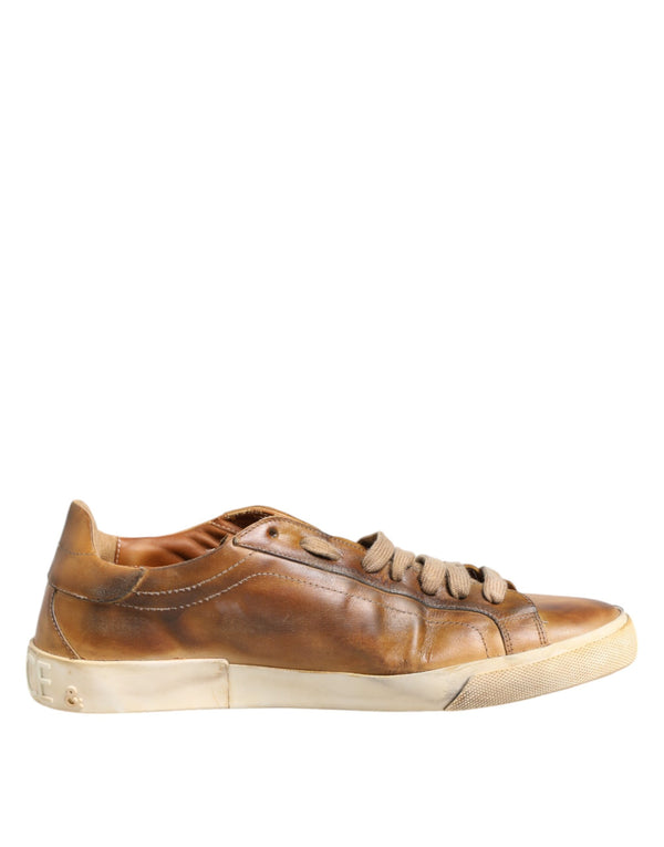 Braun Leder Low Top Männer Turnschuhe Schuhe
