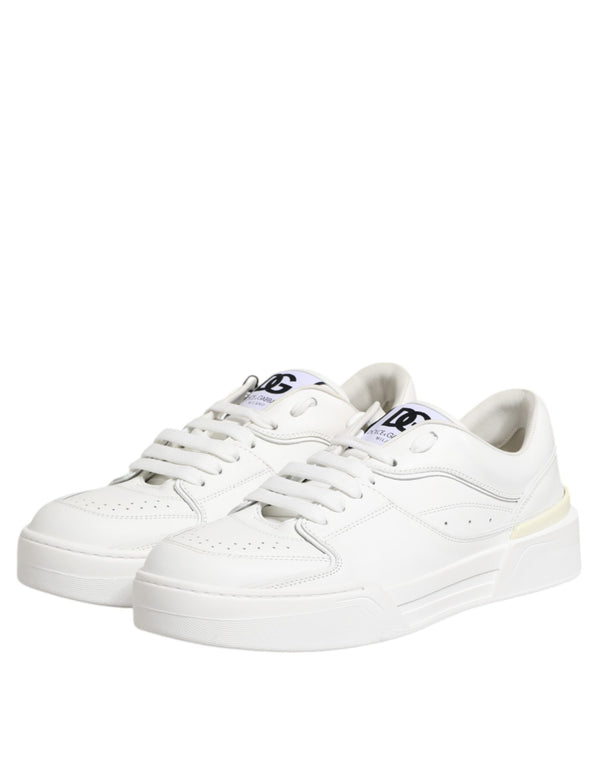 Weiß Miami Leder Low Top Turnschuhe Schuhe