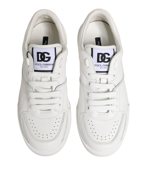 Weiß Miami Leder Low Top Turnschuhe Schuhe