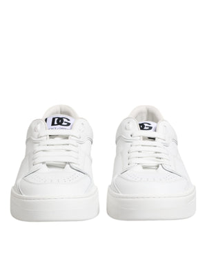 Weiß Miami Leder Low Top Turnschuhe Schuhe