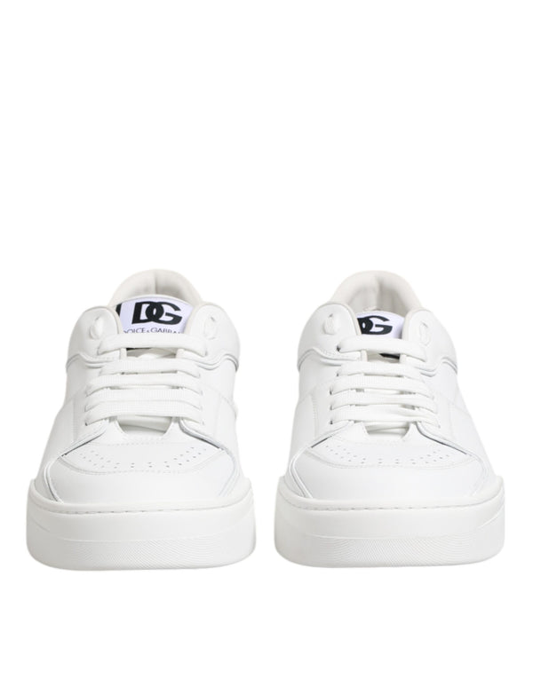 Weiß Miami Leder Low Top Turnschuhe Schuhe