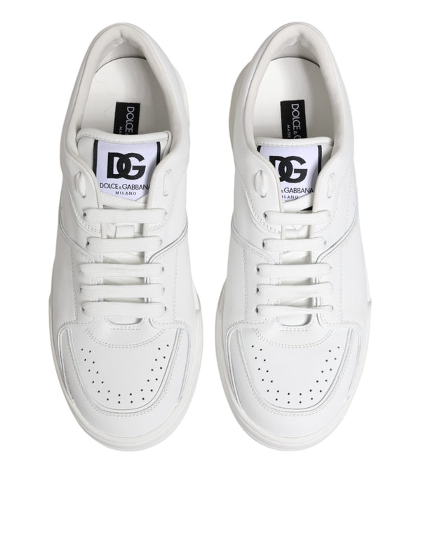 Weiß Miami Leder Low Top Turnschuhe Schuhe