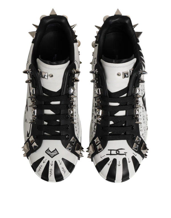 Schwarz Weiß Nieten Low Top Sneakers Schuhe