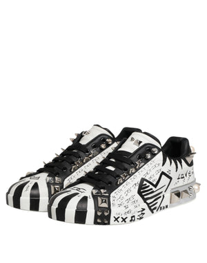 Schwarz Weiß Nieten Low Top Sneakers Schuhe