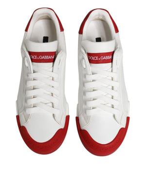 Weiß Rot Leder Lace Up Turnschuhe Schuhe