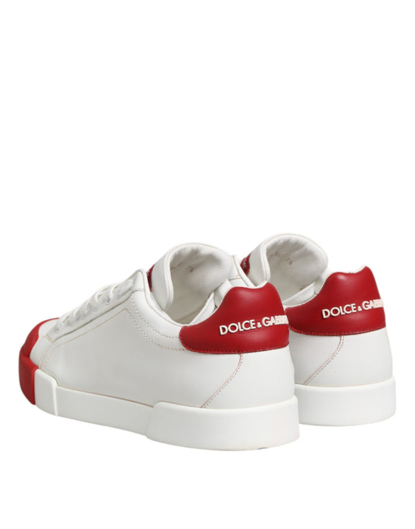 Weiß Rot Leder Lace Up Turnschuhe Schuhe