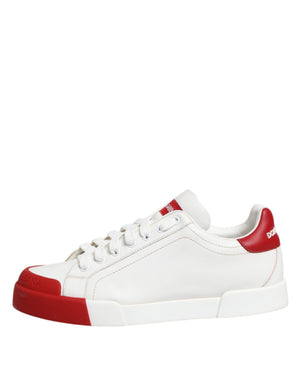 Weiß Rot Leder Lace Up Turnschuhe Schuhe