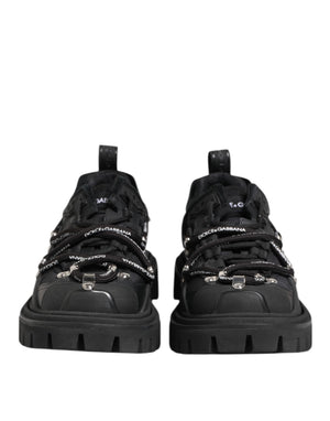 Schwarze Low Top Lace Up Trekking Sneakers Schuhe