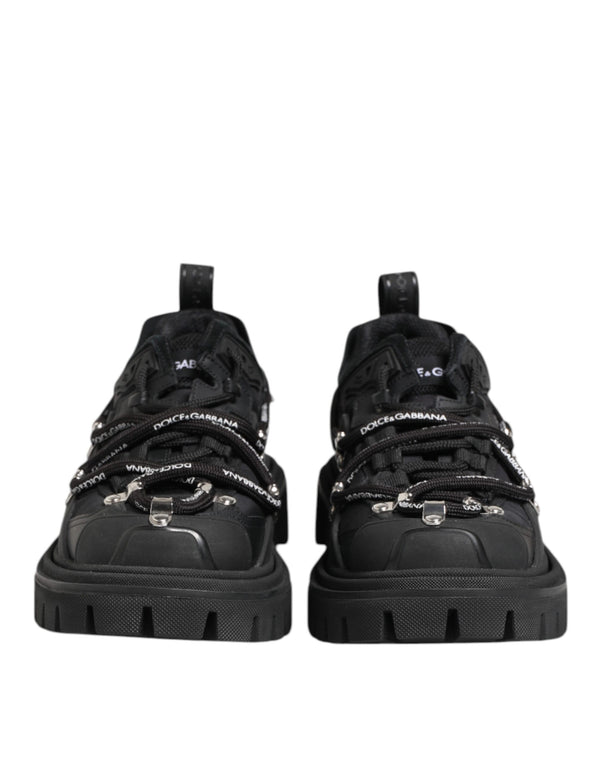 Schwarze Low Top Lace Up Trekking Sneakers Schuhe