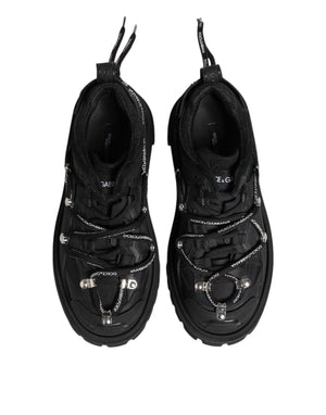 Schwarze Low Top Lace Up Trekking Sneakers Schuhe