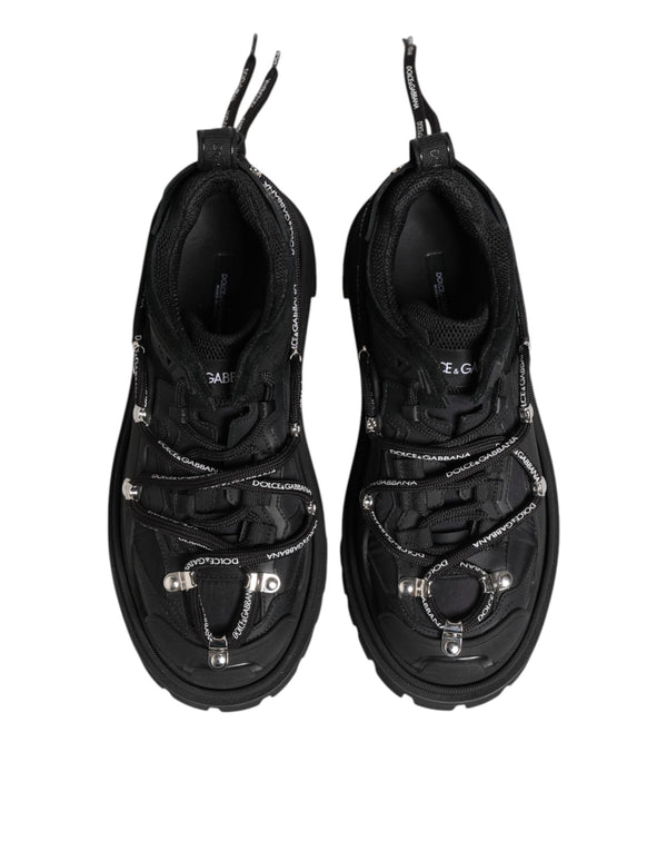 Schwarze Low Top Lace Up Trekking Sneakers Schuhe