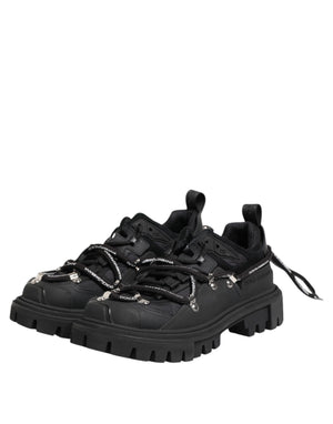Schwarze Low Top Lace Up Trekking Sneakers Schuhe