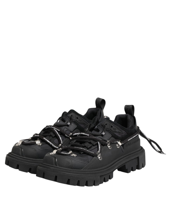 Schwarze Low Top Lace Up Trekking Sneakers Schuhe