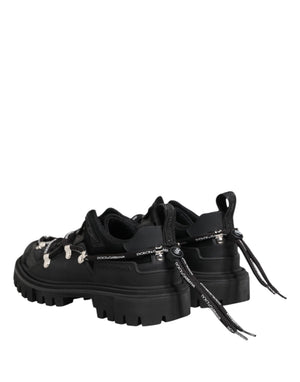 Schwarze Low Top Lace Up Trekking Sneakers Schuhe
