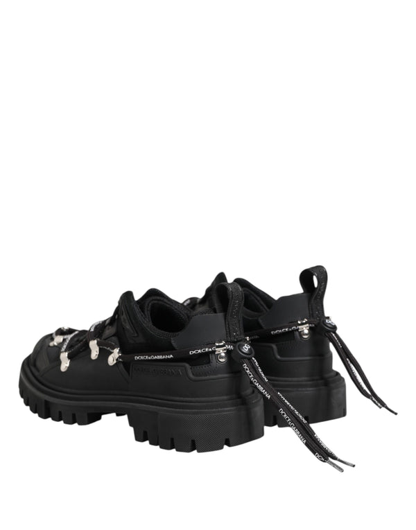Schwarze Low Top Lace Up Trekking Sneakers Schuhe