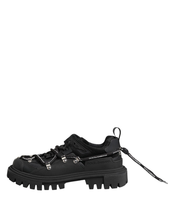 Schwarze Low Top Lace Up Trekking Sneakers Schuhe