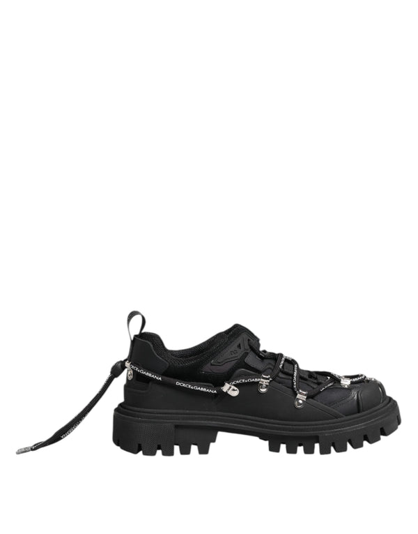 Schwarze Low Top Lace Up Trekking Sneakers Schuhe