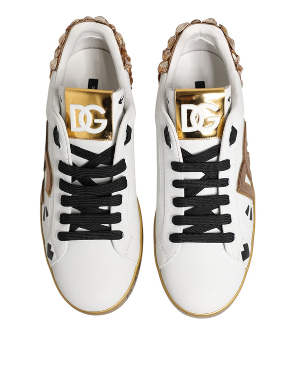 Weiß Gold Kristall Portofino Turnschuhe Schuhe