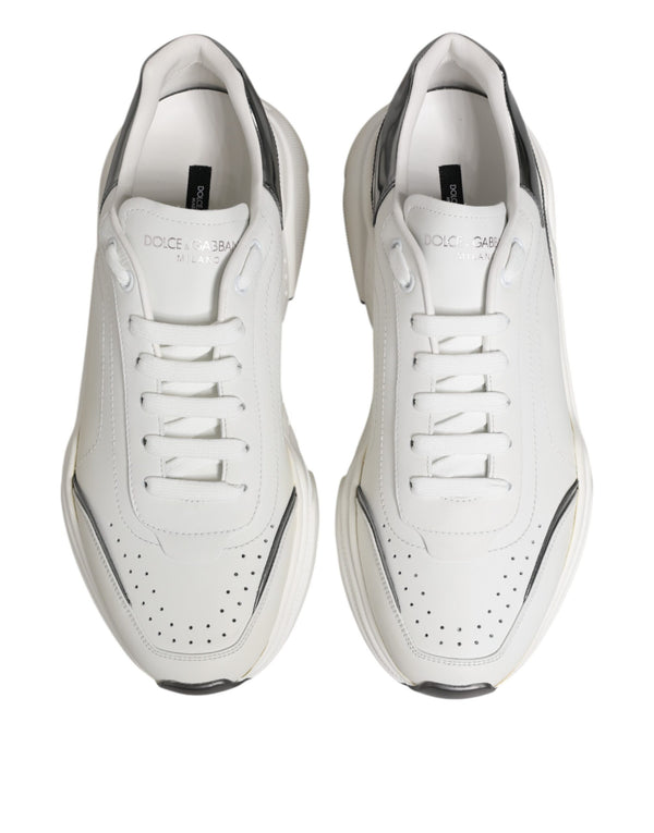 Weiß Silber DAYMASTER Leder Turnschuhe Schuhe