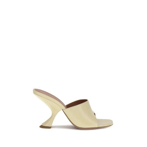 Cremefarbene Kalbshaut Bos Taurus Stiletto-Sandaletten