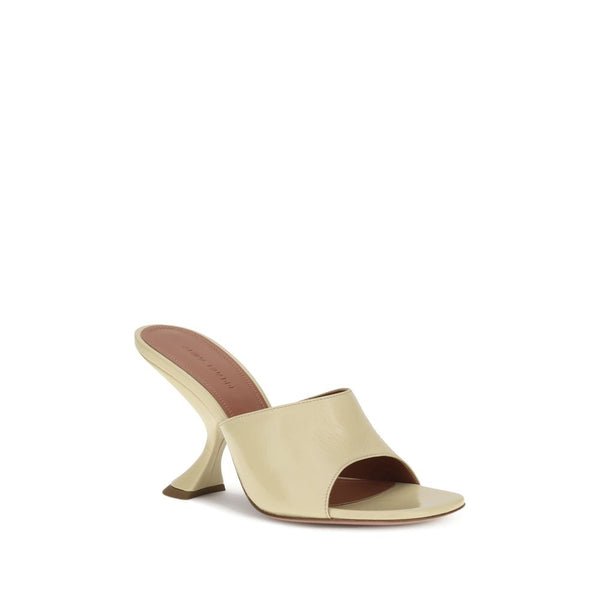 Cremefarbene Kalbshaut Bos Taurus Stiletto-Sandaletten