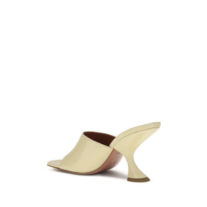 Cremefarbene Kalbshaut Bos Taurus Stiletto-Sandaletten