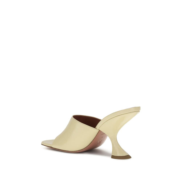 Cremefarbene Kalbshaut Bos Taurus Stiletto-Sandaletten