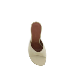 Cremefarbene Kalbshaut Bos Taurus Stiletto-Sandaletten