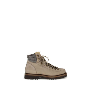 Beigefarbene Kalbshaut Bos Taurus Schnürstiefel
