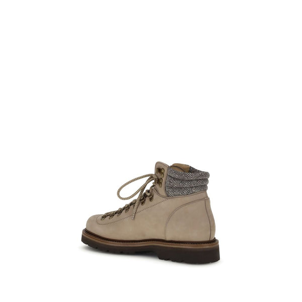 Beigefarbene Kalbshaut Bos Taurus Schnürstiefel