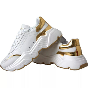 Weiß Gold DAYMASTER Leder Turnschuhe Herren Schuhe