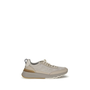 Graue Nylon Sneakers mit niedrigem Schaft