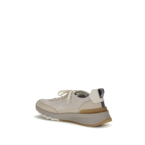 Graue Nylon Sneakers mit niedrigem Schaft