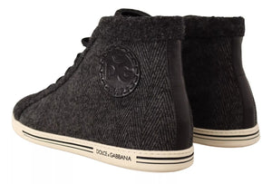 Graue Wolle Baumwolle Casual High Top Sneakers