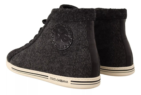 Graue Wolle Baumwolle Casual High Top Sneakers